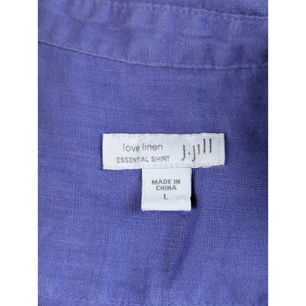 J Jill Love Linen Essential Shirt Button Up Blue Purple Classic Office Large - Picture 4 of 9